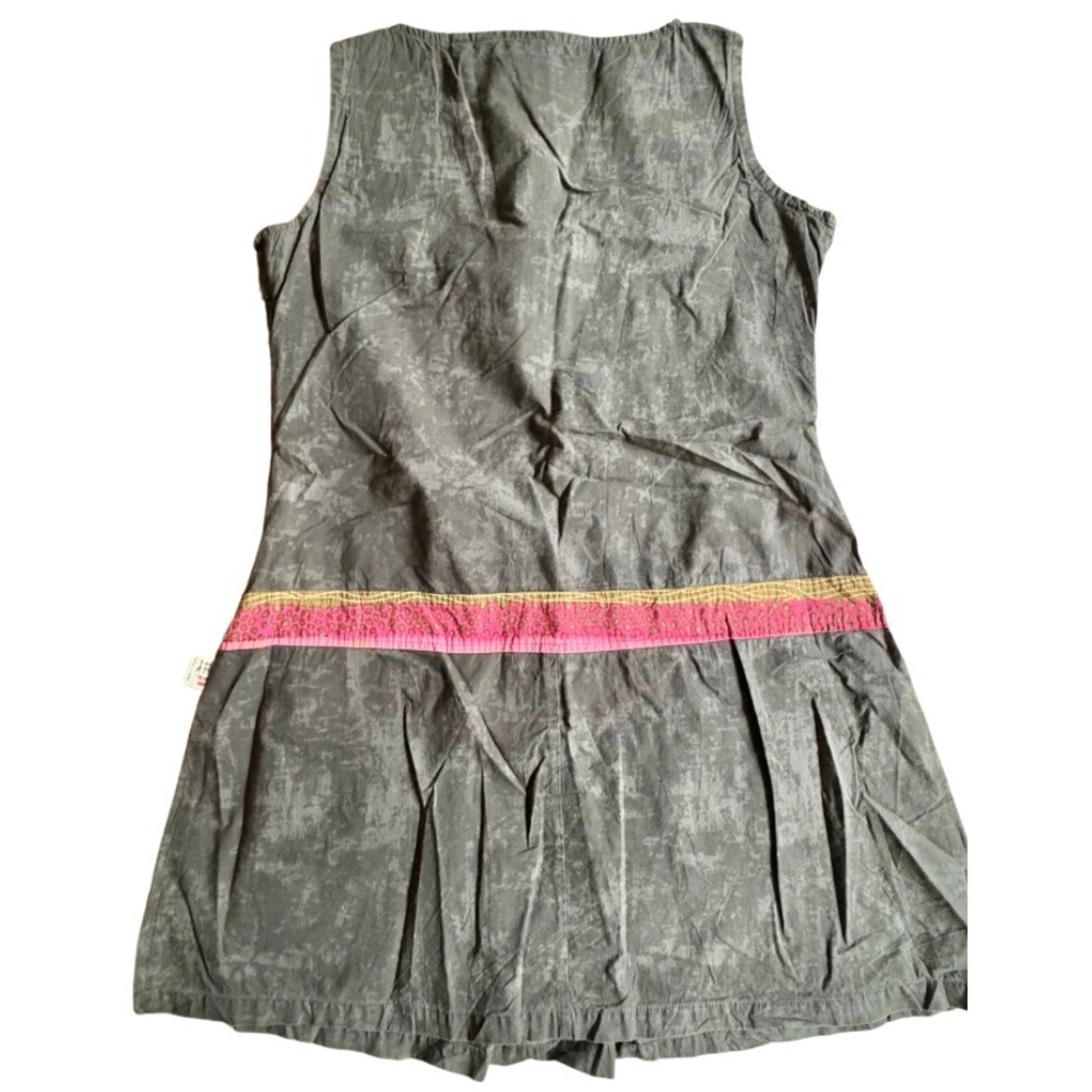 SAVAGE CULTURE Spanish Tunic Mini Dress Sleeveless w/Pockets Gray Boho Top LARGE - Picture 2 of 12